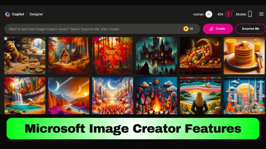 Microsoft Image Creator features