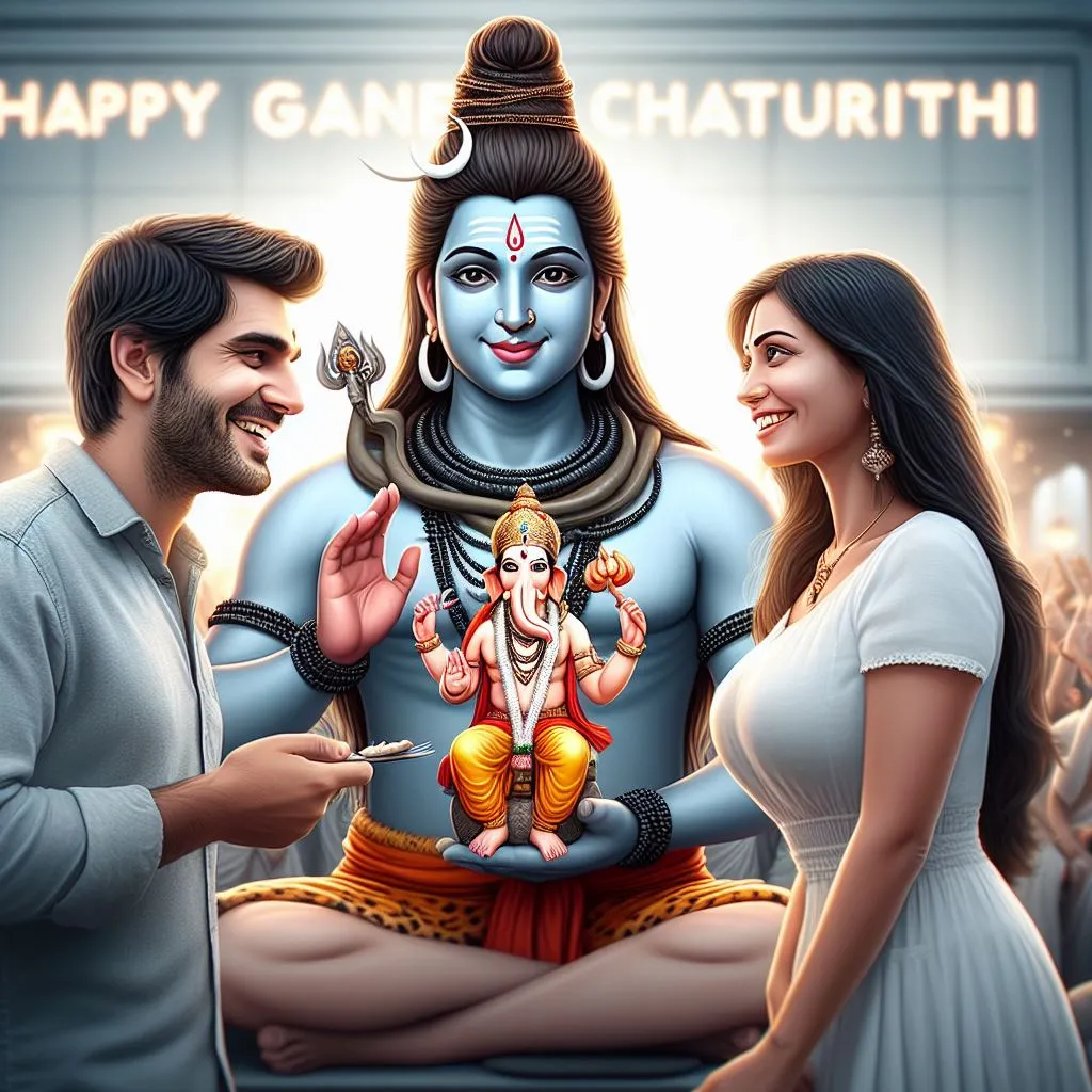 2024 Ganesha Chaturthi Shiva and Couple Image
