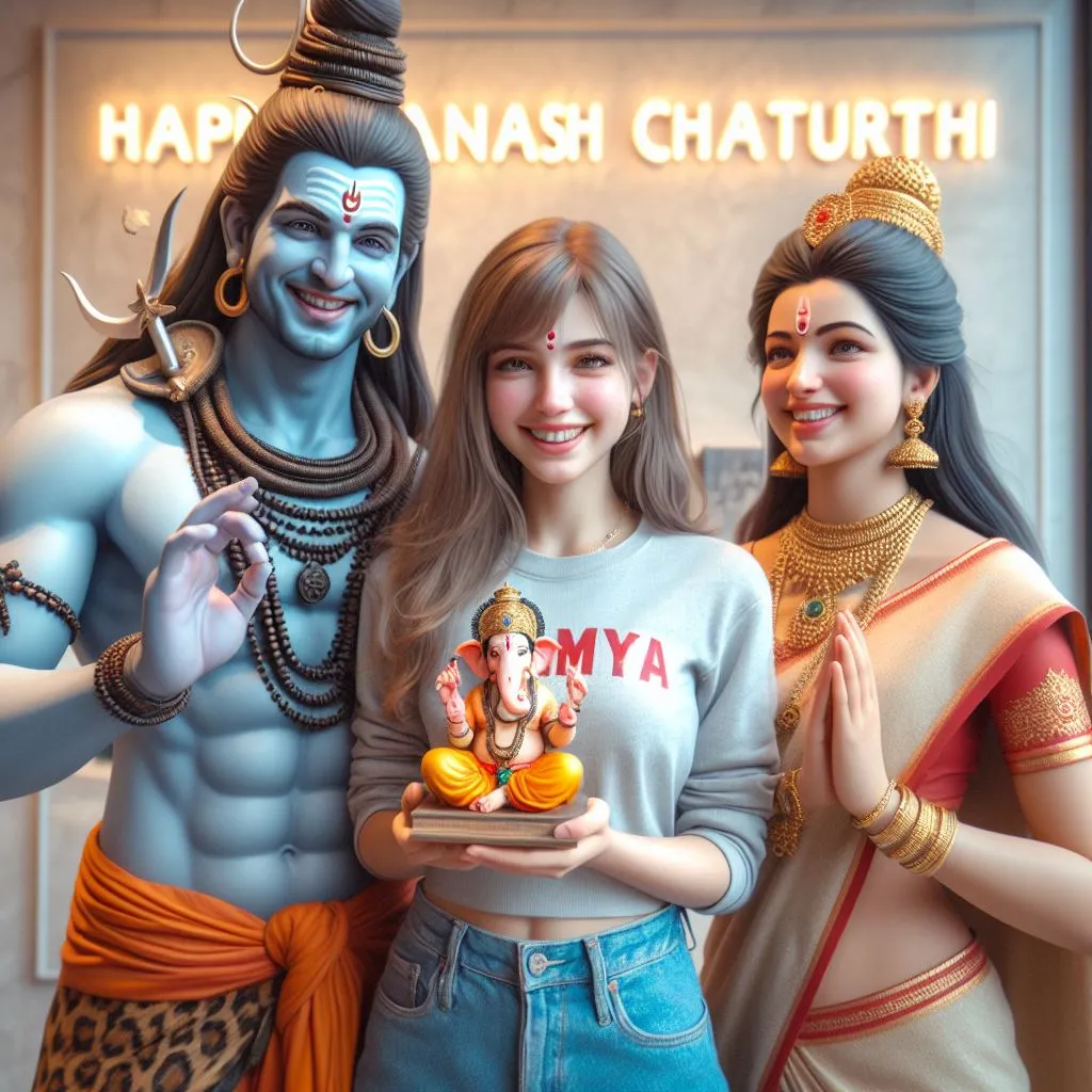 2024 Shiva and Parvati Ganesha Chaturthi Girl Image