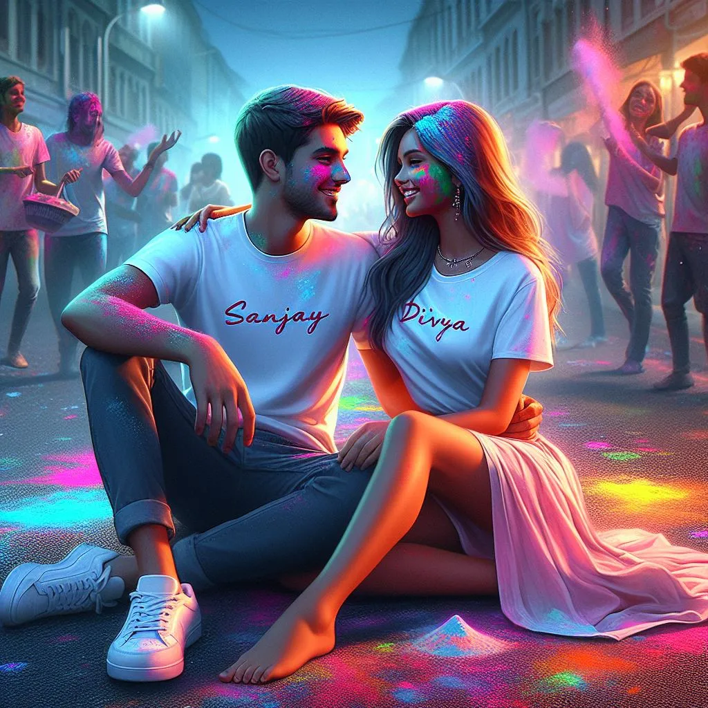 Viral Color Holi Couple Images 2024