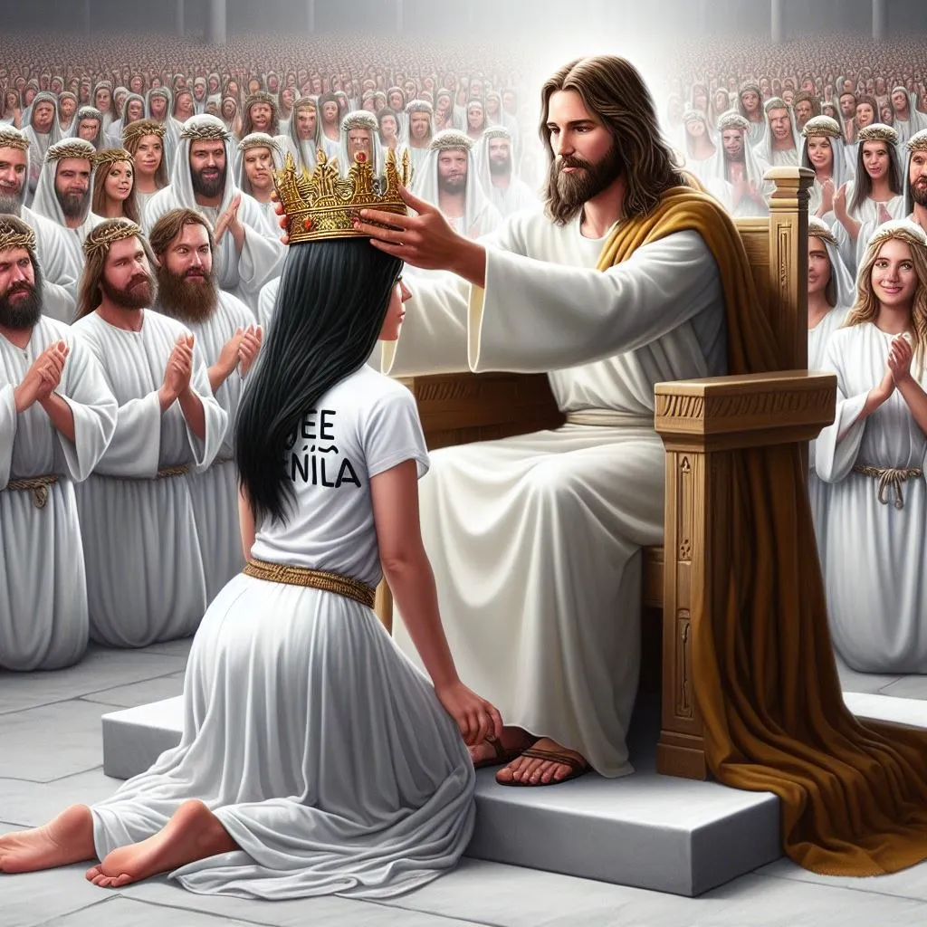  A photo of Jesus Christ crowning a woman