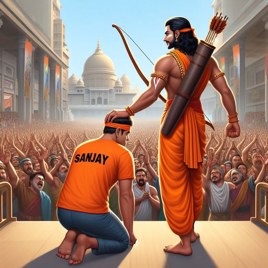 Photo of Rama blessing a boy