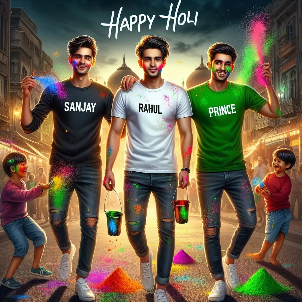 Holi Photo Greetings with Friends 2024