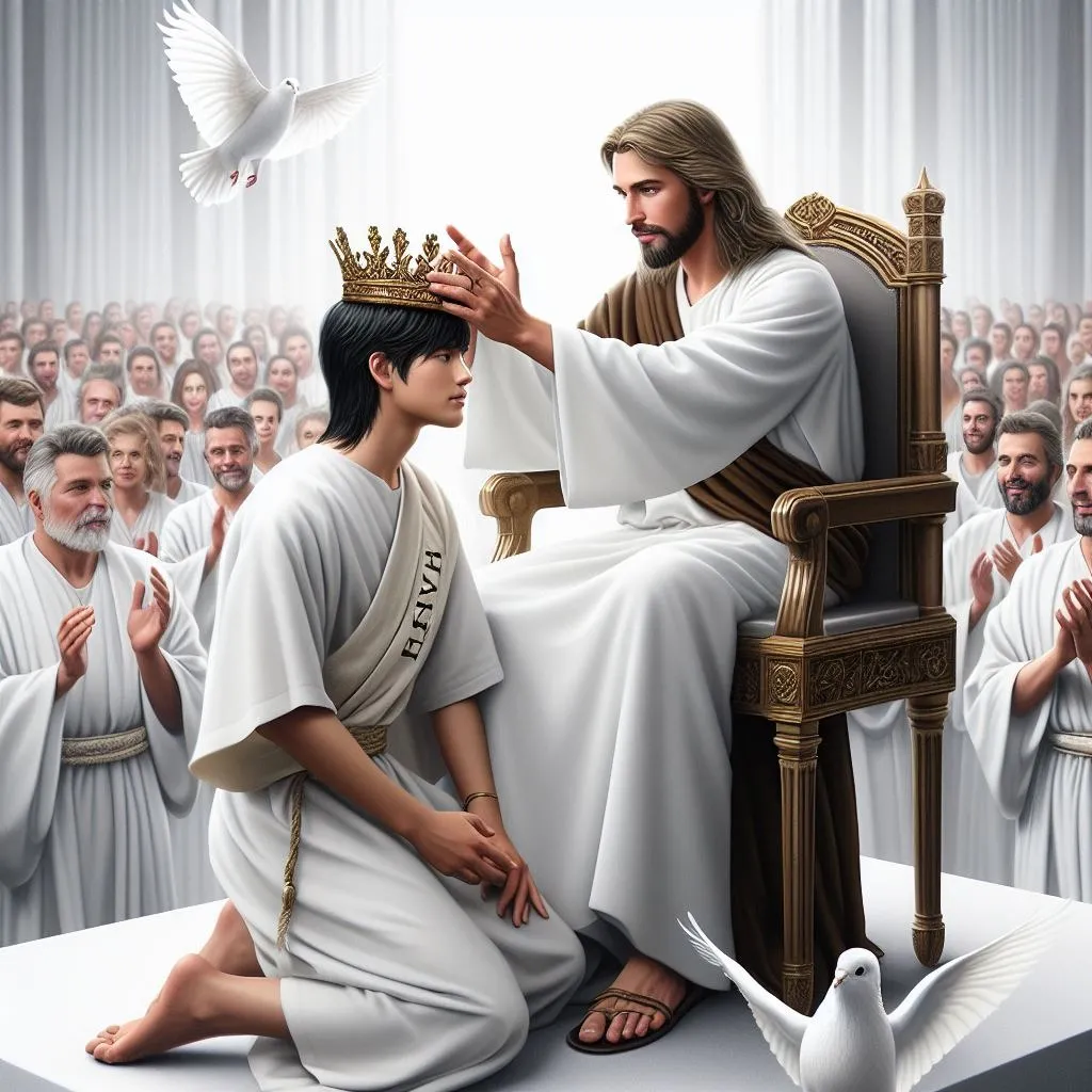 Photo of Jesus Christ Crowning a Boy