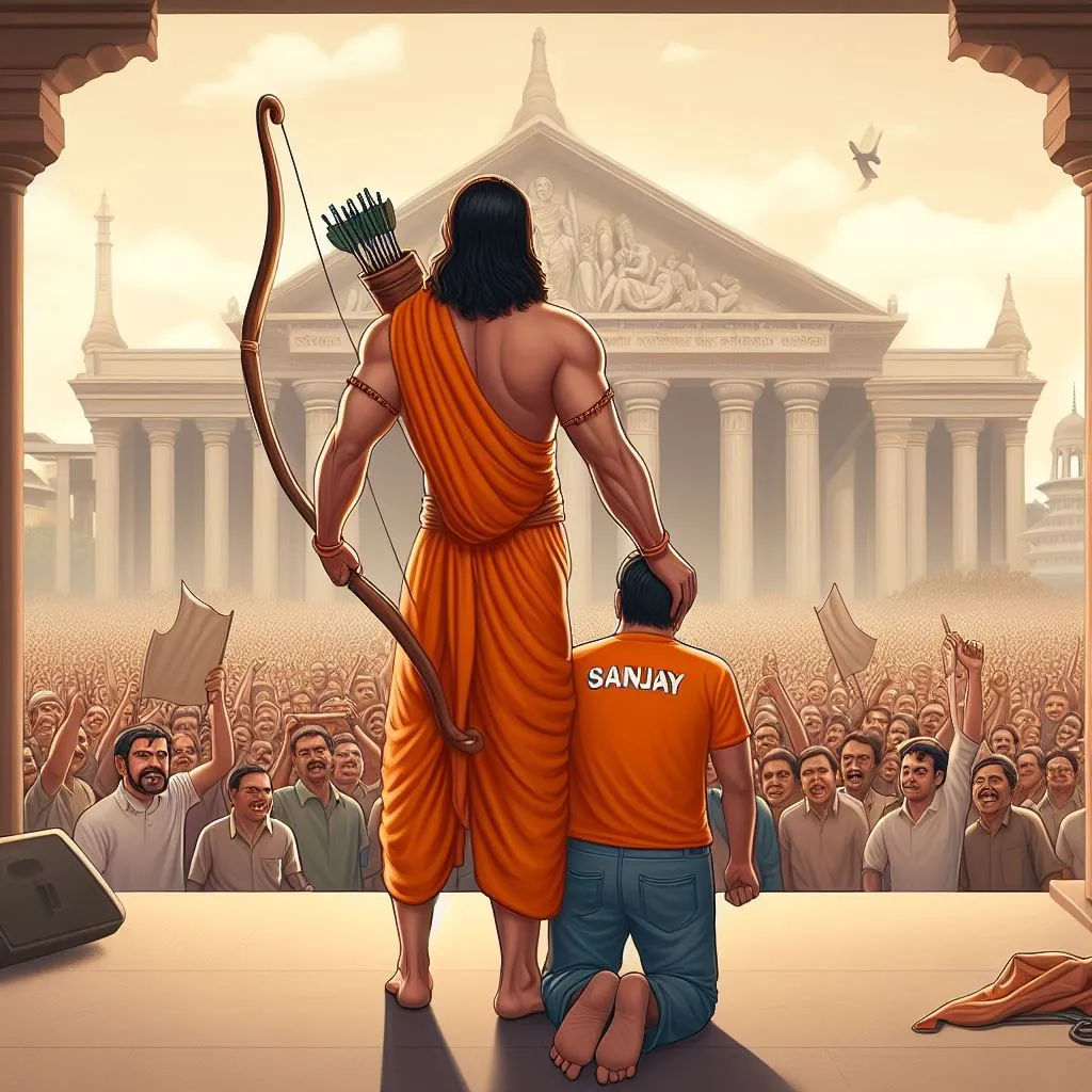 Photo of Rama blessing a boy