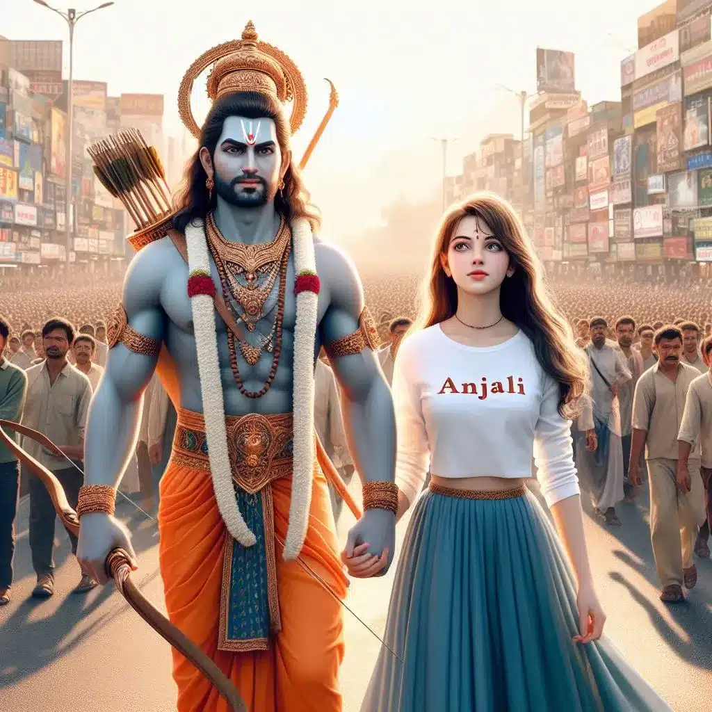 Ram Navami Girl with Ram Sita Image 2024