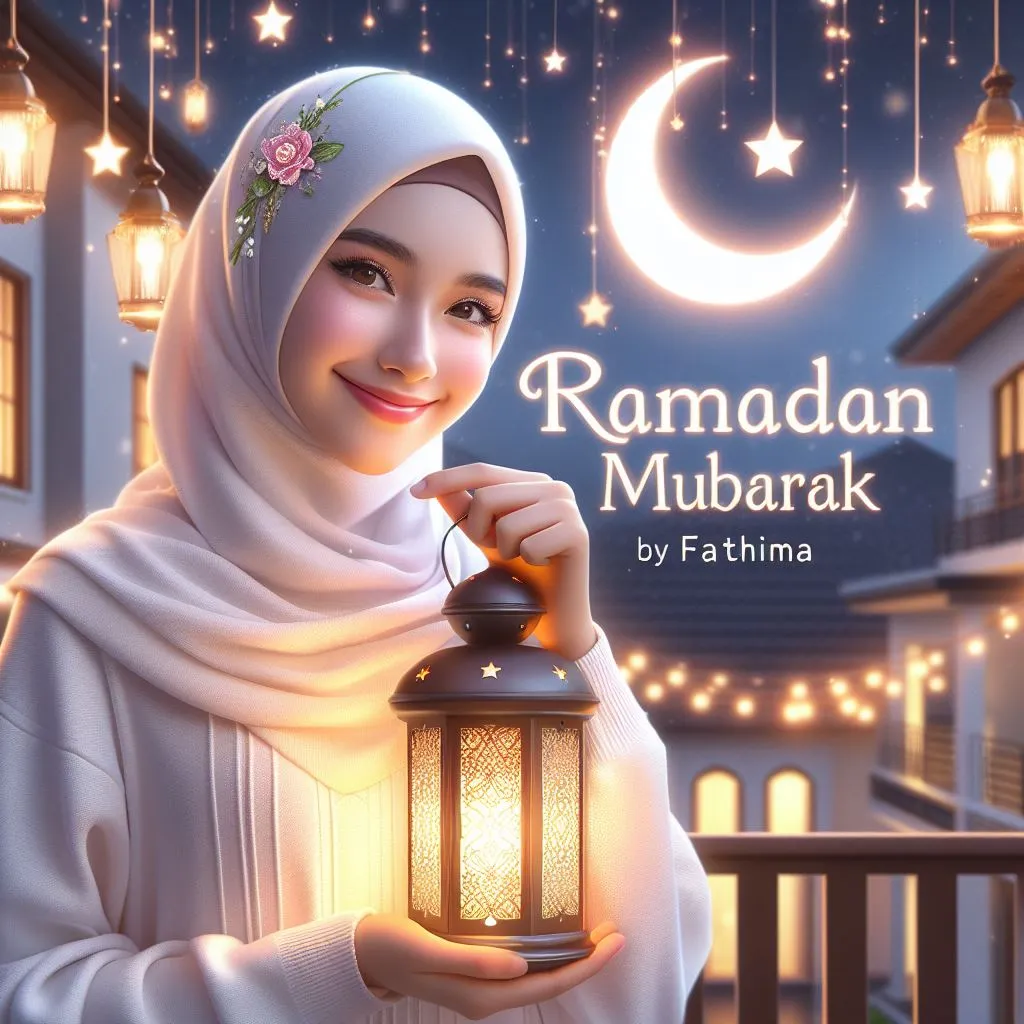 Ramadan Mubarak Islamic Girl with Light