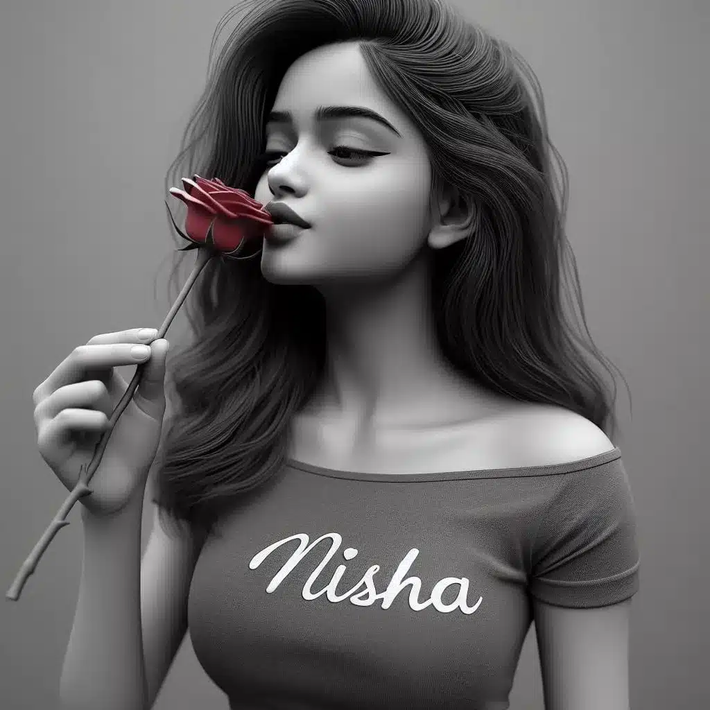 AI image for A handsome young girl kisses a red rose.