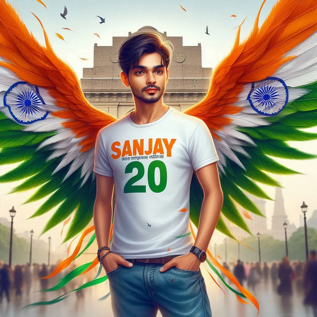 AI Independence Day Beautiful Wings Boy Name Photo Gallery