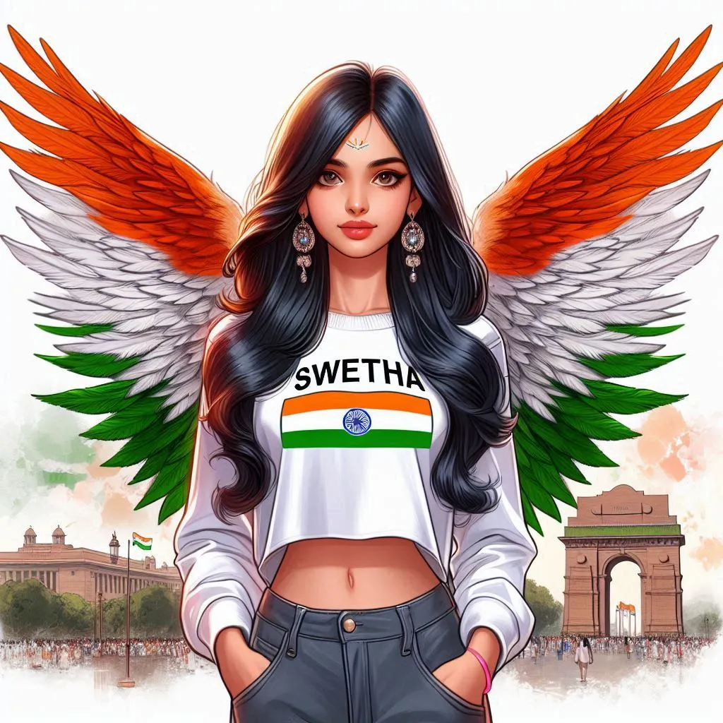 AI Independence Day Beautiful Wings Girls Name Photo Gallery