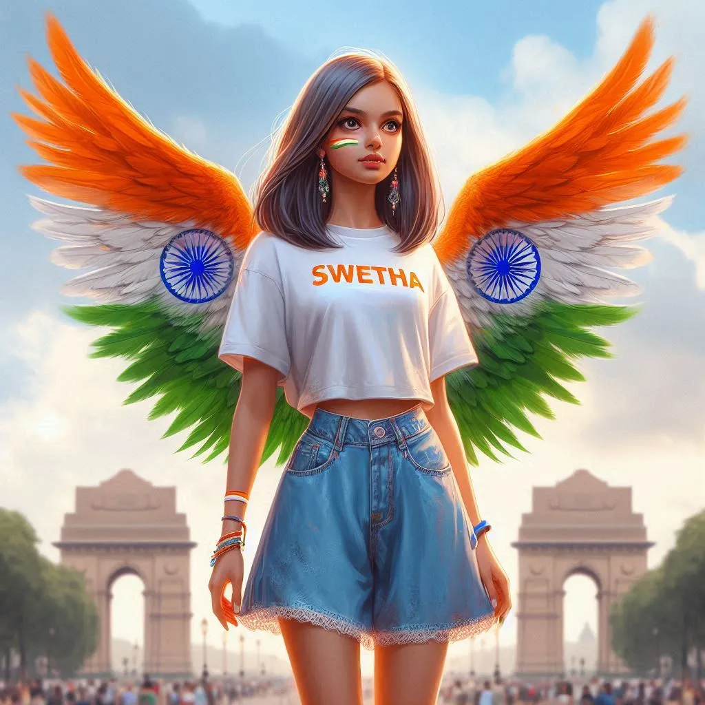 AI Independence Day Beautiful Wings Girls Name Photo Gallery