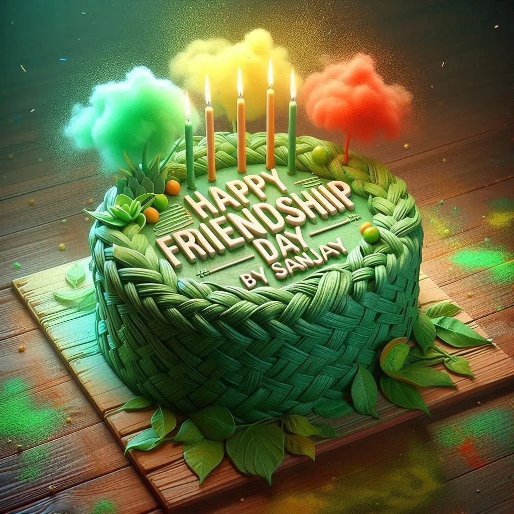 Bing AI Happy Friendship Day Cake with Name Images