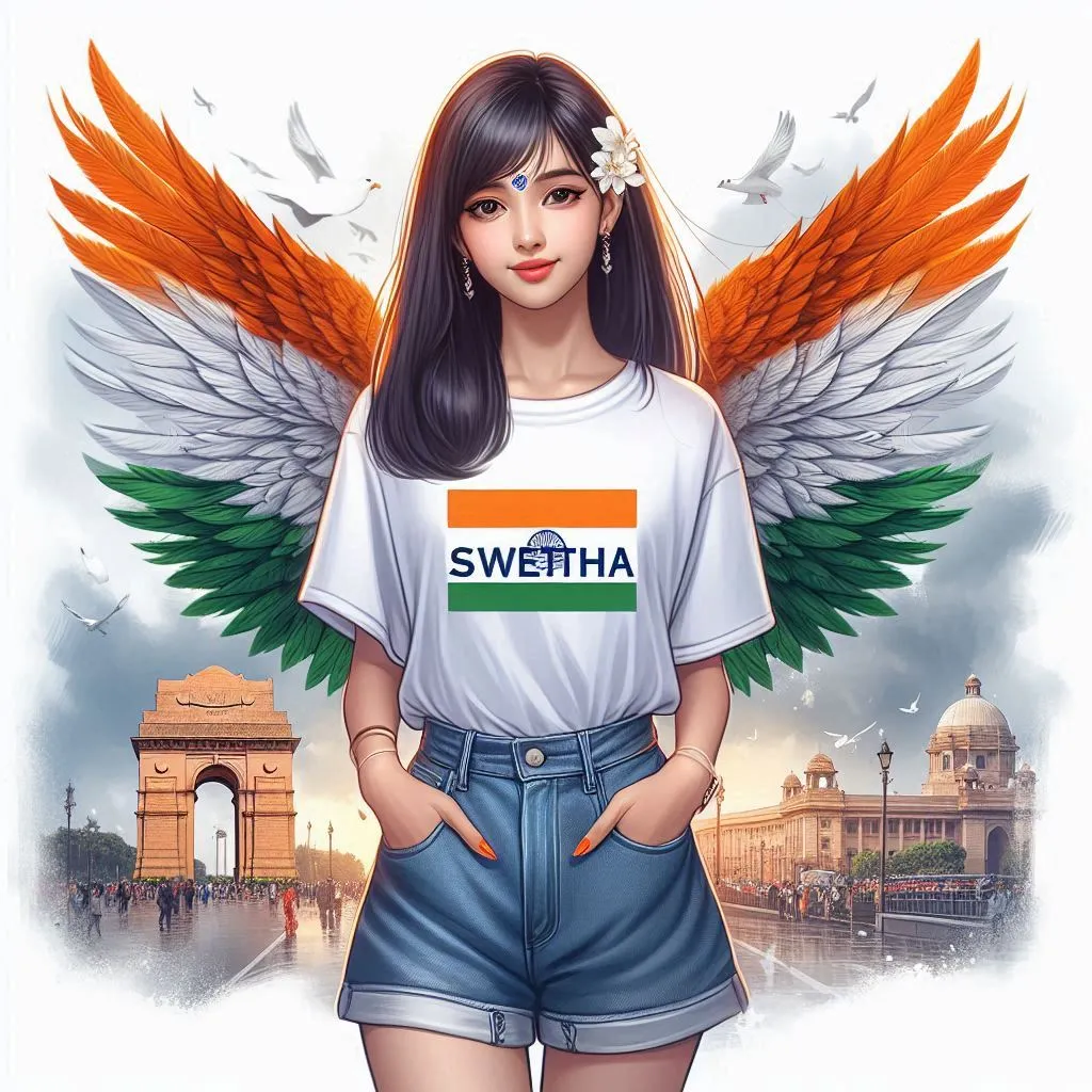 AI Independence Day Beautiful Wings Girls Name Photo Gallery