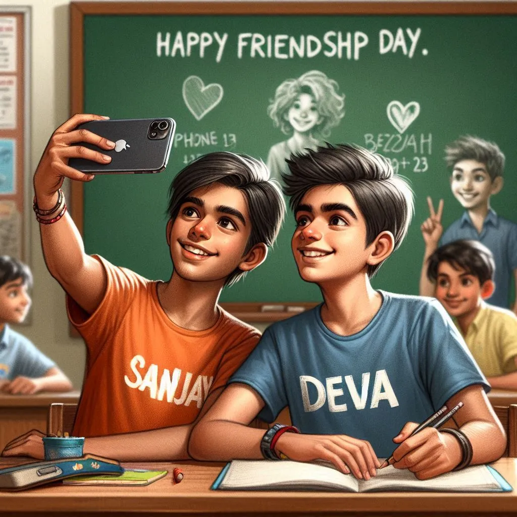 Boys Happy Friendship Day selfie Image