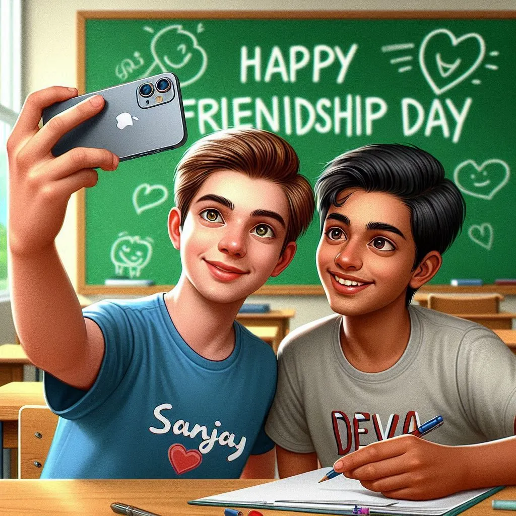 Boys Happy Friendship Day selfie Image