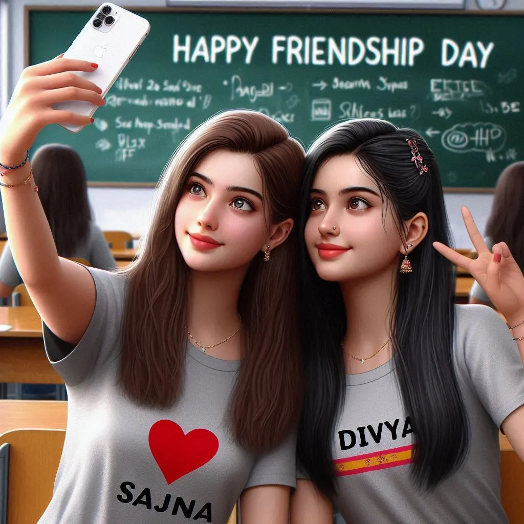 Girl Happy Friendship Day selfie Image Prompt