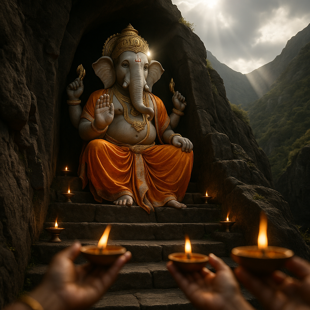 Ganesh Chaturthi 2025 Prompts Mountain Temple Ganpati
