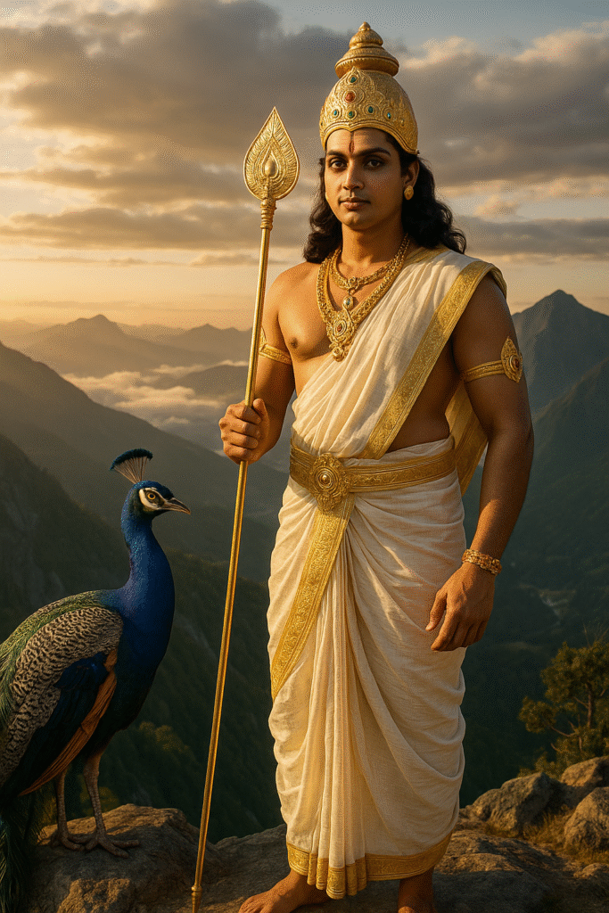 Mountain Murugan Darshan – Clouds & Light Rays Prompts 2025