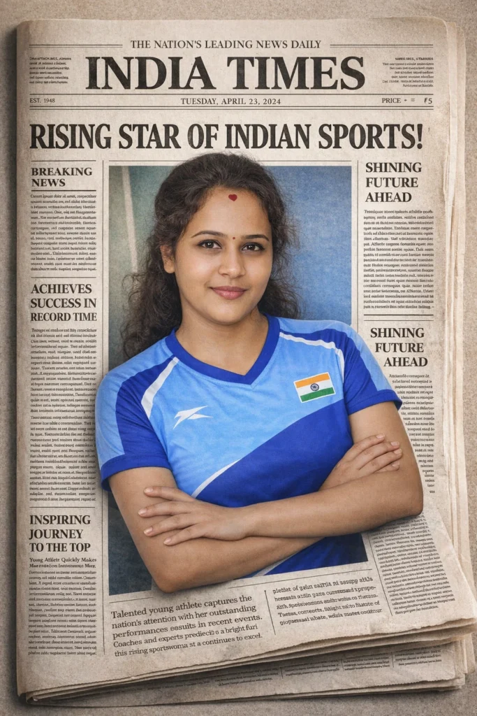 Turn the uploaded person into the main feature on the front page of a stylish newspaper. Keep the same face and identity from the uploaded image. Place a large portrait of [him/her] in the center with a dramatic headline above. Add realistic newspaper folds, paper texture, side article columns, and black-and-white print details. The person should appear slightly outside the newspaper frame in a 3D effect, as if stepping out from the page.