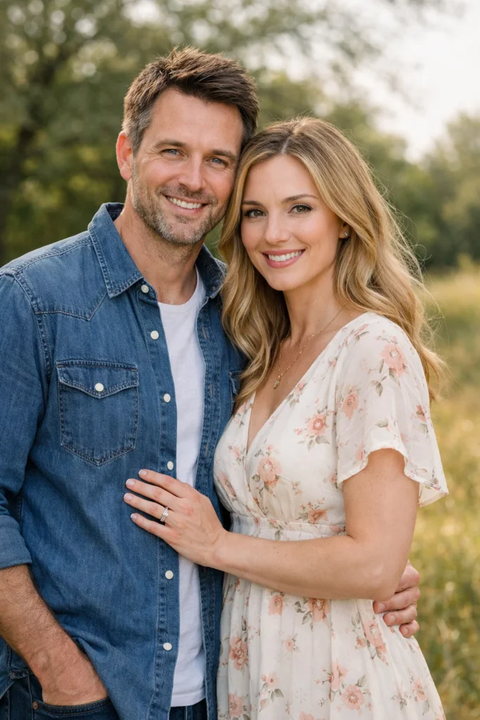 Use uploaded image as reference for one person.
Create a realistic partner for couple photo.
Both standing together naturally.
Soft daylight.
Outdoor background.
Realistic skin texture.
DSLR style.
No cartoon.
No AI face.
Clean romantic scene.