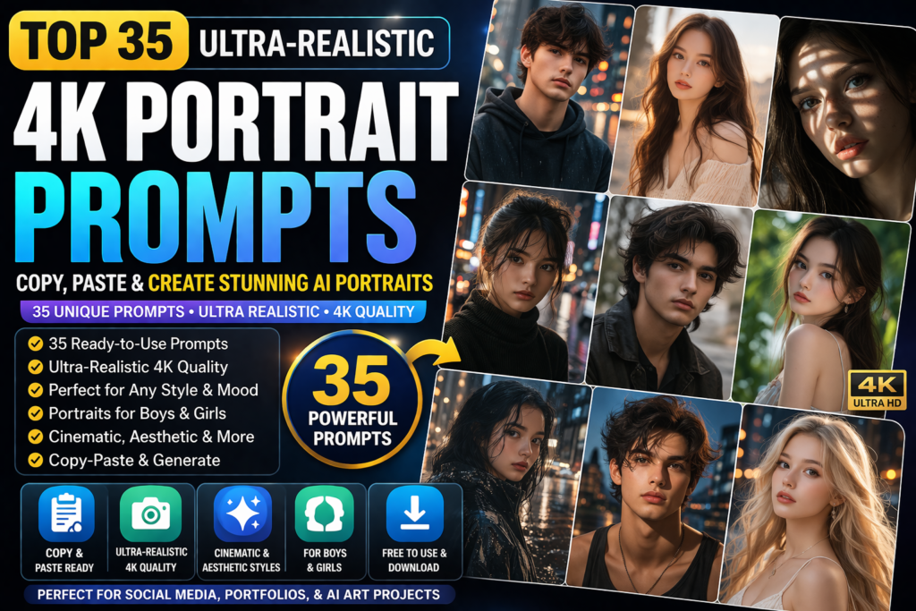 Top 35 Ultra-Realistic 4K Portrait Prompts 2026