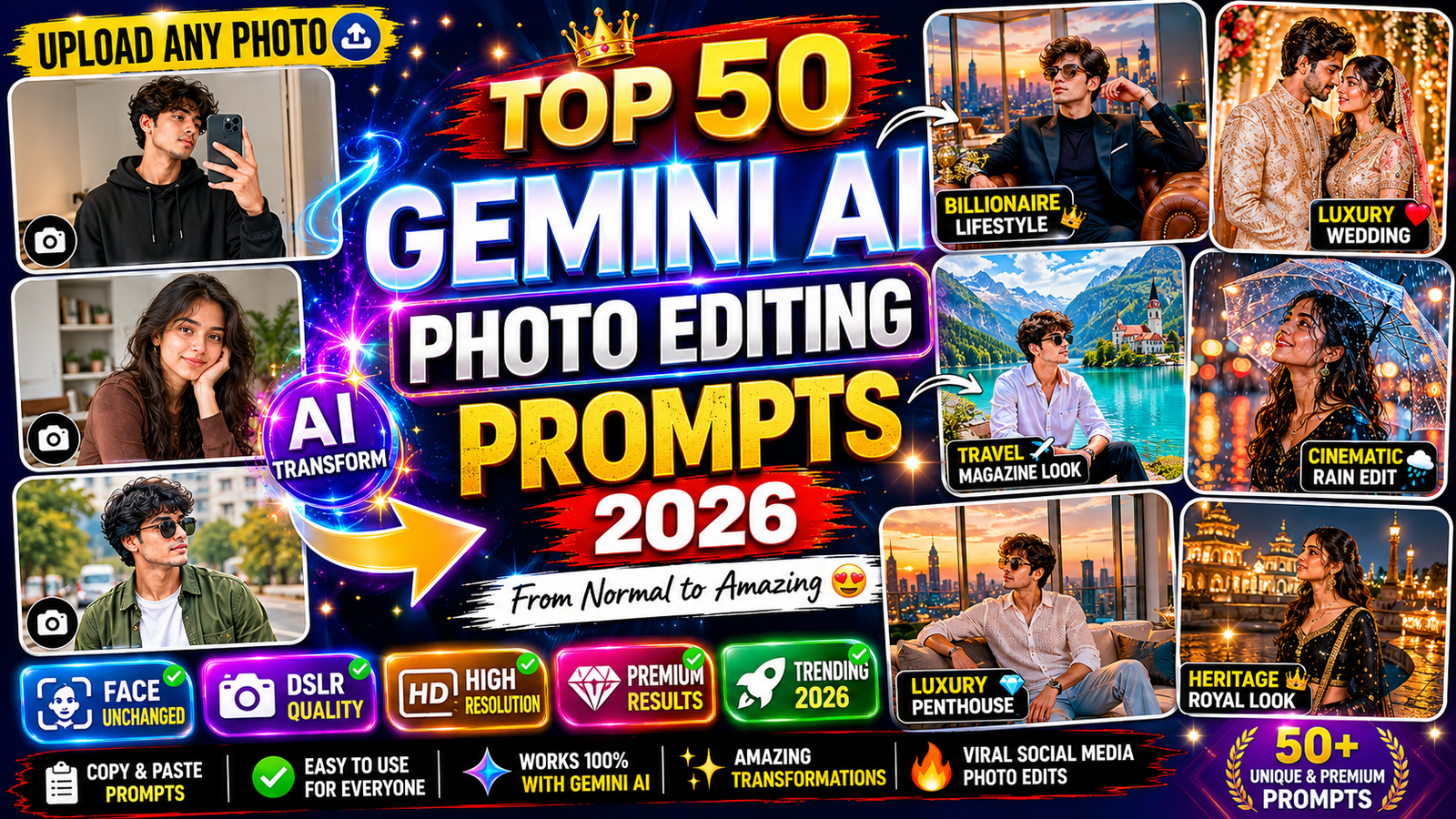 Top 50 Gemini Photo Editing Prompts 2026 (Premium AI) » Ask Ai World