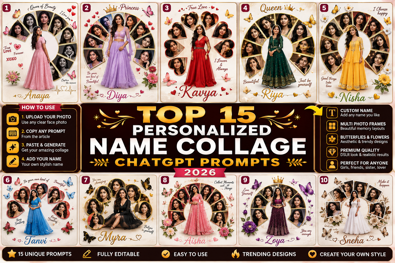 Top 15 Personalized Name Collage Prompts ChatGPT 2026