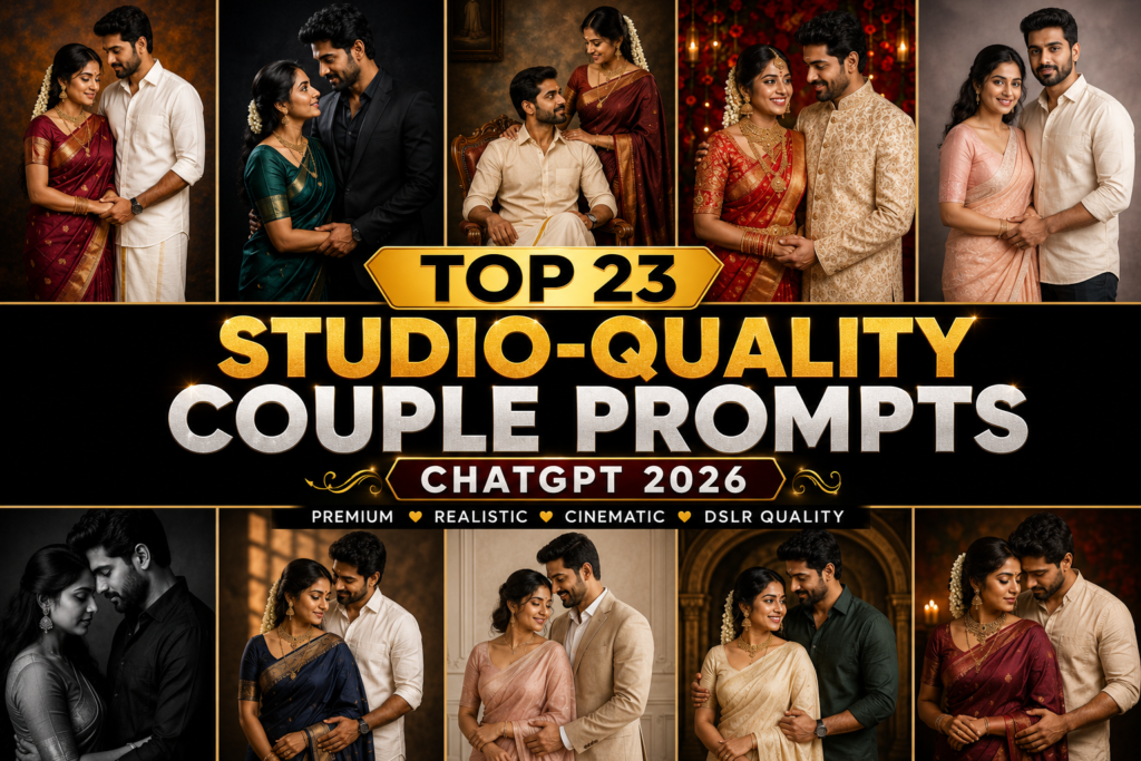 Top 23 Studio-Quality Couple ChatGPT Prompts 2026