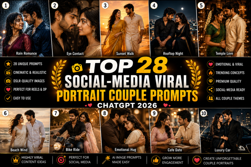 Top 28 Social-Media Viral Portrait Couple Prompts ChatGPT 2026