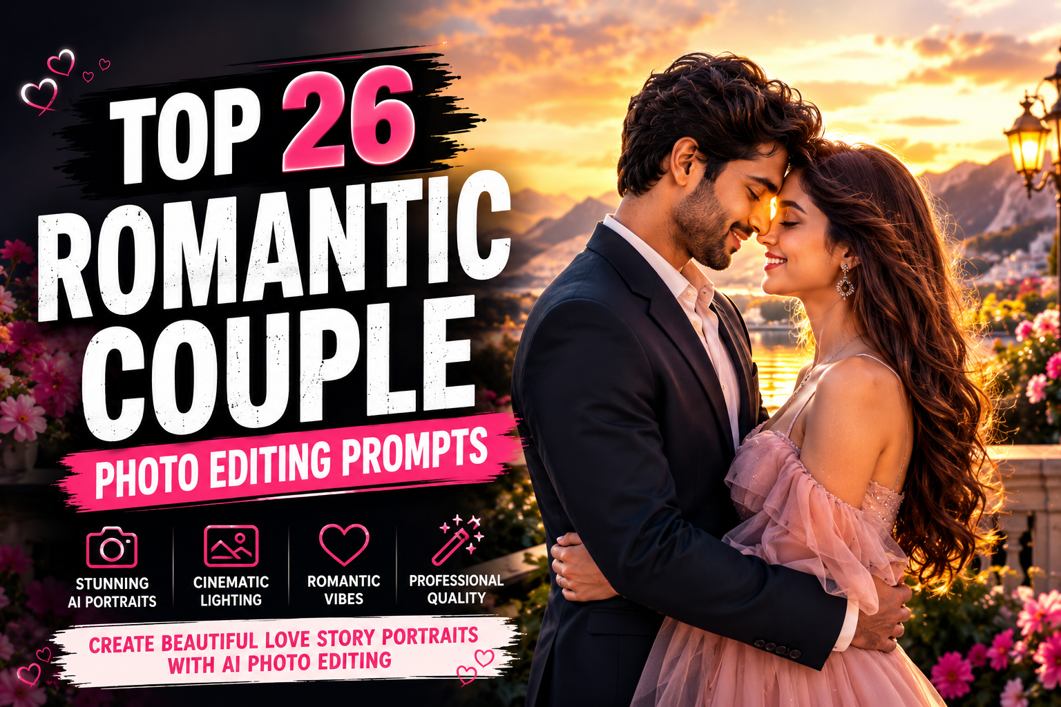 Top 26 Romantic Couple Photo Editing Prompts for Stunning AI Portraits